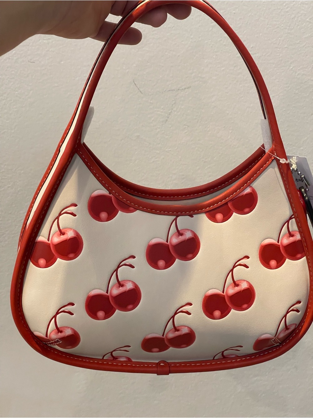 Coach Coachtopia Ergo Cherry-Print Shoulder Bag in Red and Cream